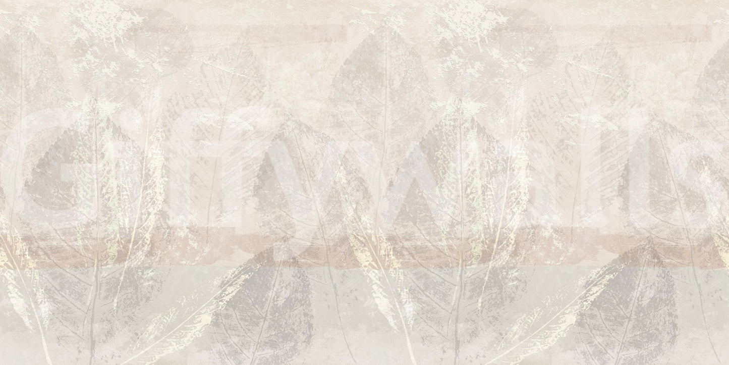 Ethereal Leaves Texture Cream Wall Mural featuring translucent leaf layers