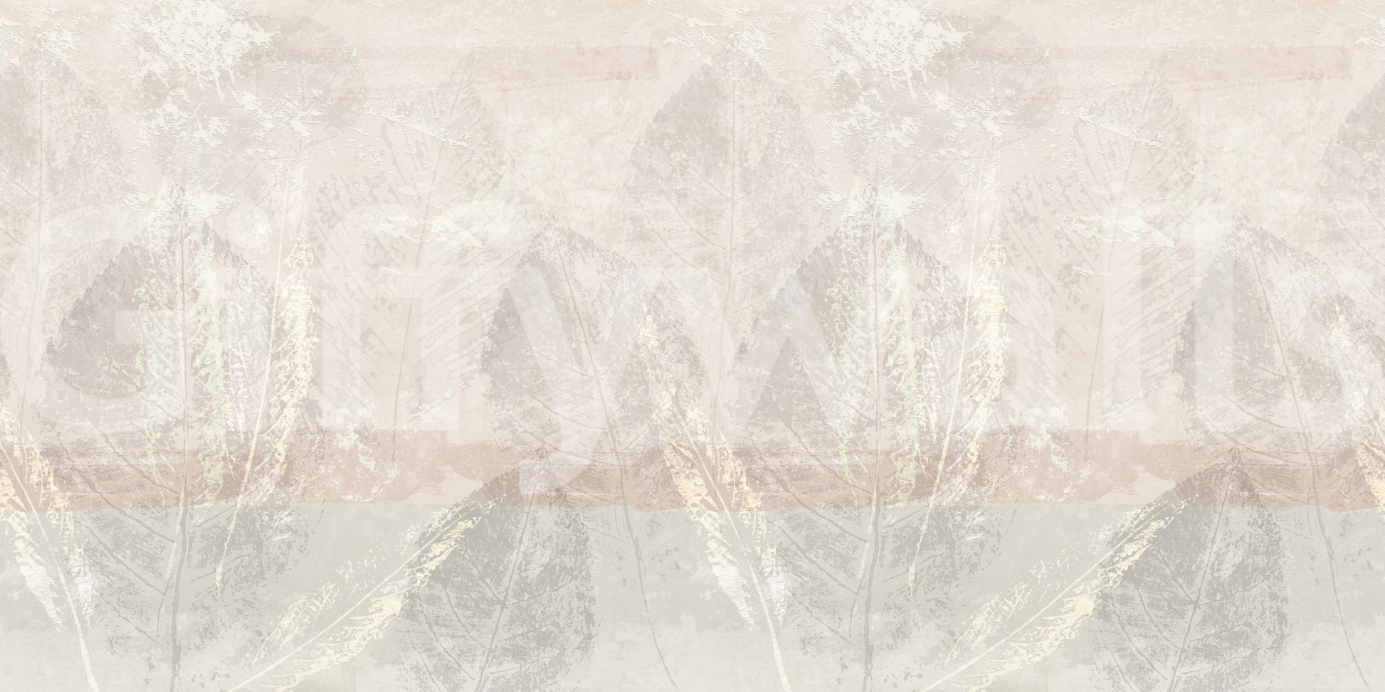 Ethereal Leaves Texture Cream Wall Mural featuring translucent leaf layers