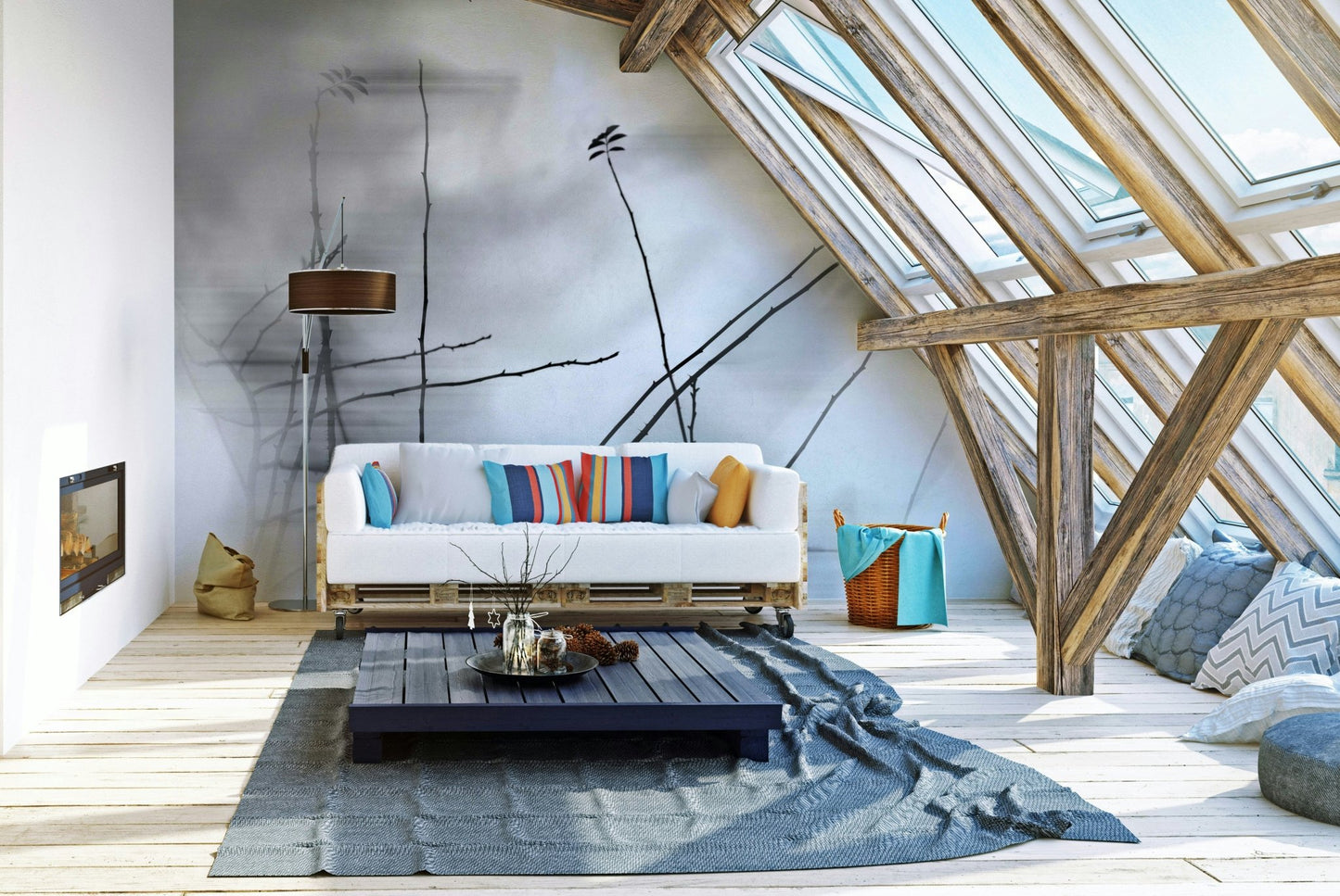 Minimal tree branch wallpaper for walls
