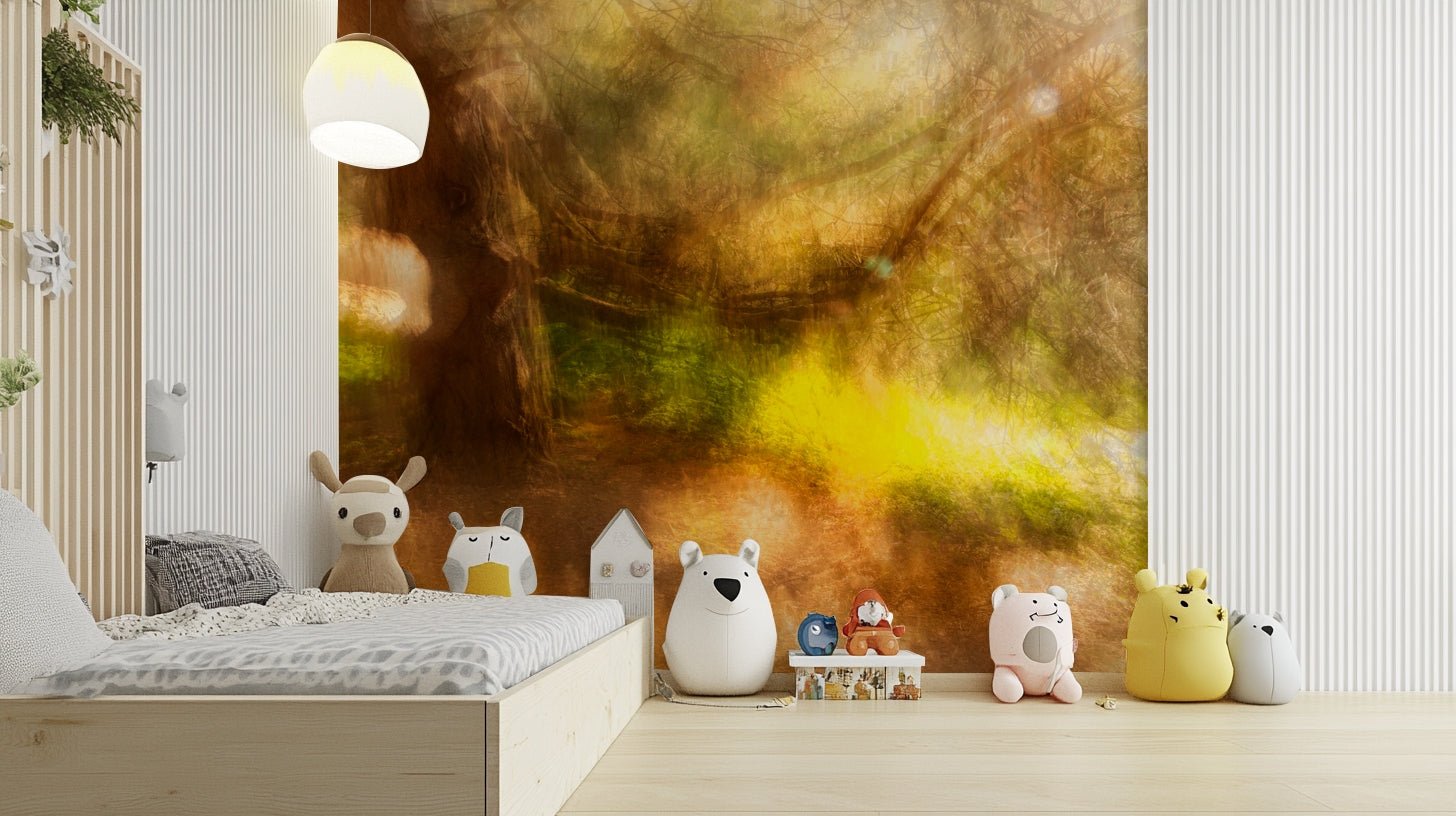 Nature mural with gentle tones
