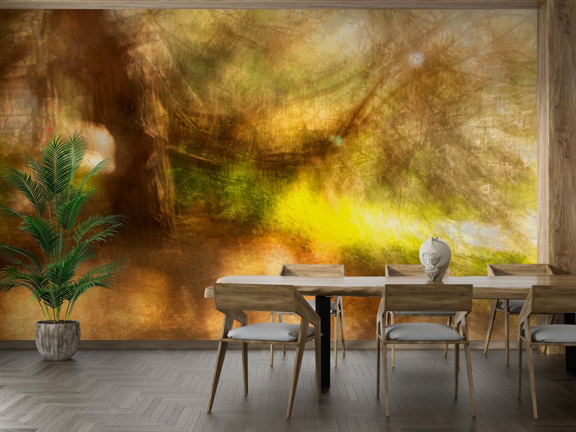 Muted color forest wallpaper
