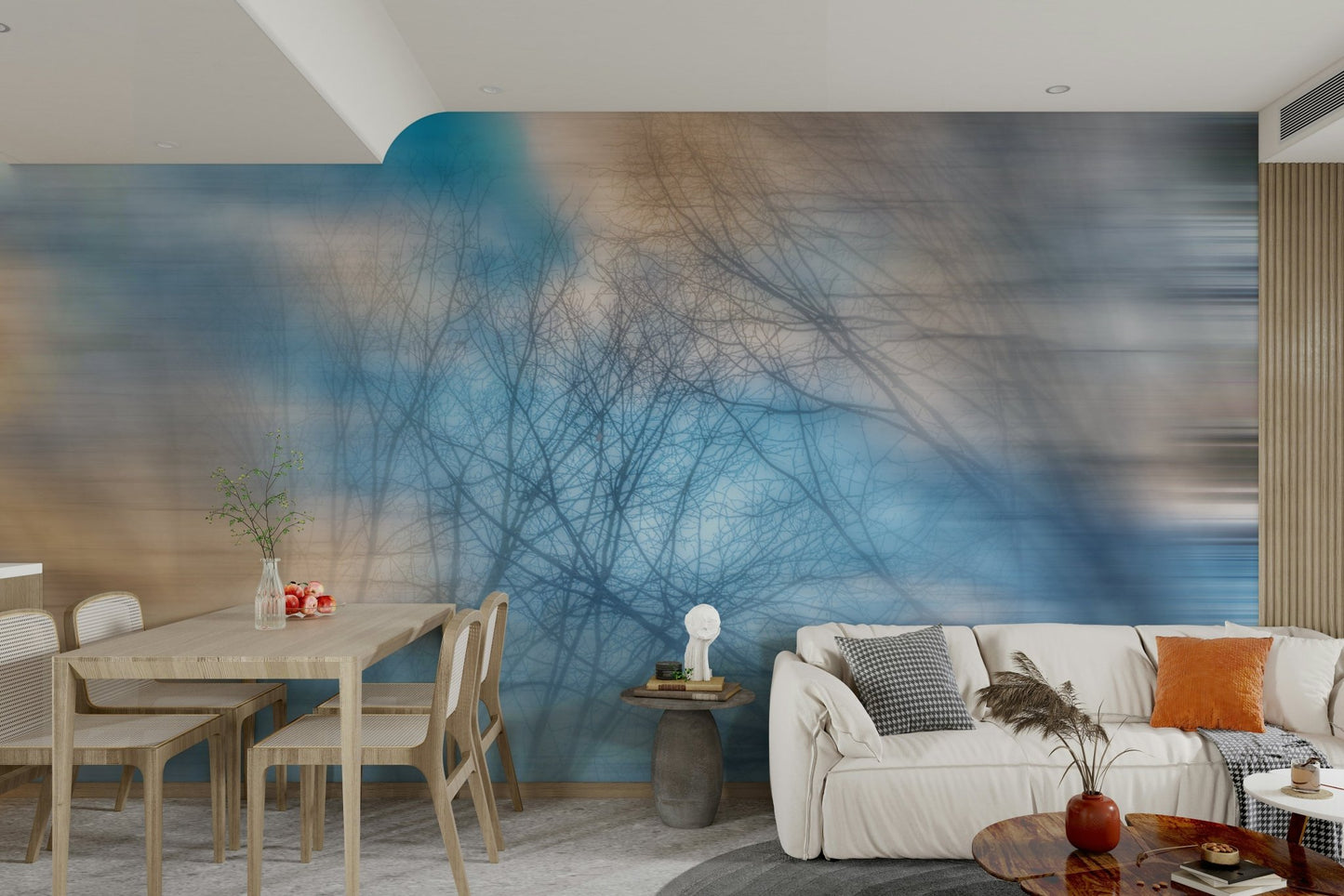 Artistic interpretation of sky and trees with a soft focus.

