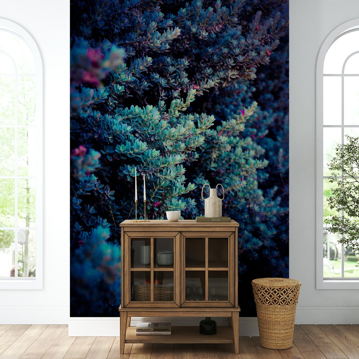 A beautiful modern art wall mural of spring flowers.

