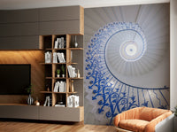 Optical illusion spiral wall mural

