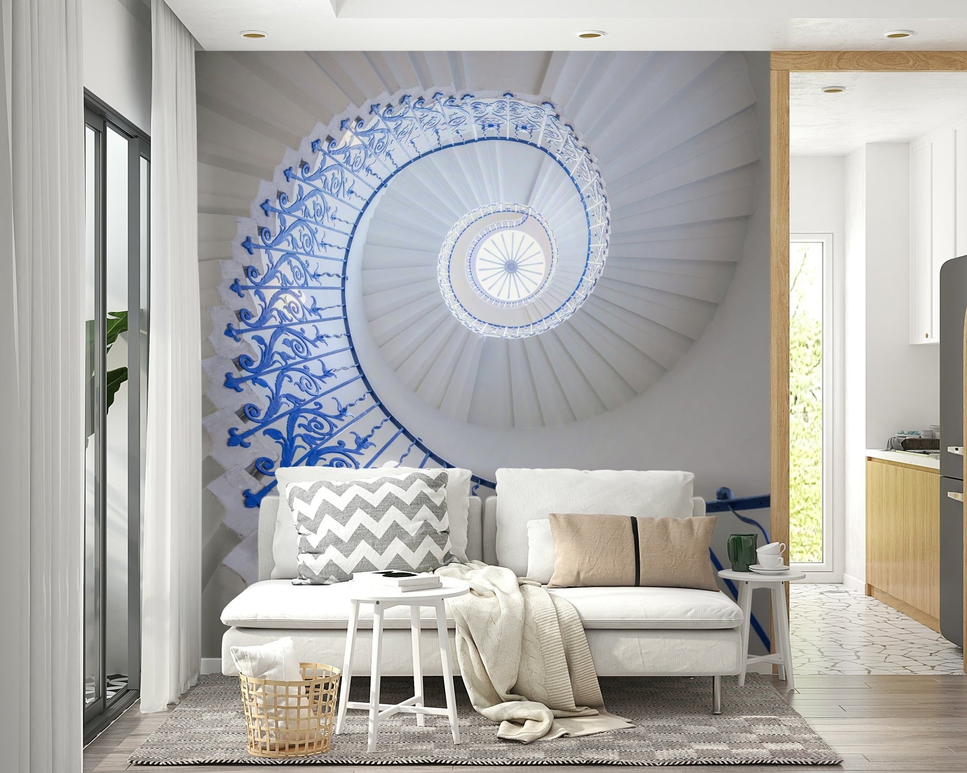 Elegant spiral stair design mural


