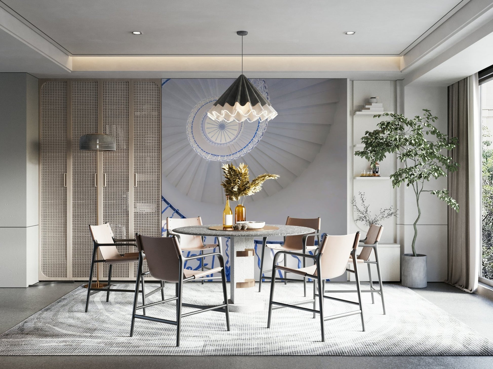 Artistic staircase swirl wallpaper

