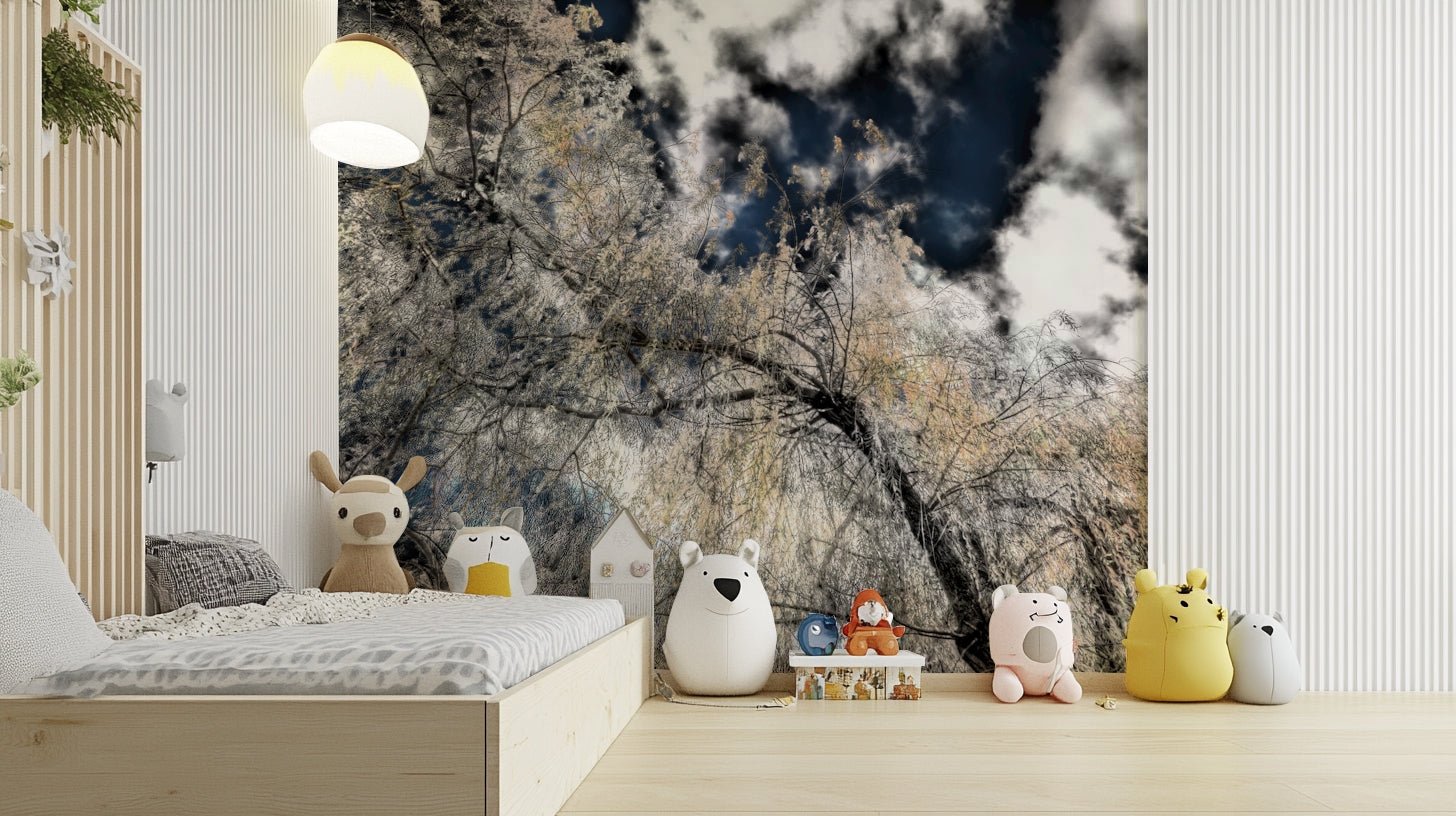 High contrast forest scene mural
