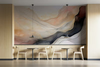 Ethereal Veil wall mural installed behind a beige sofa.