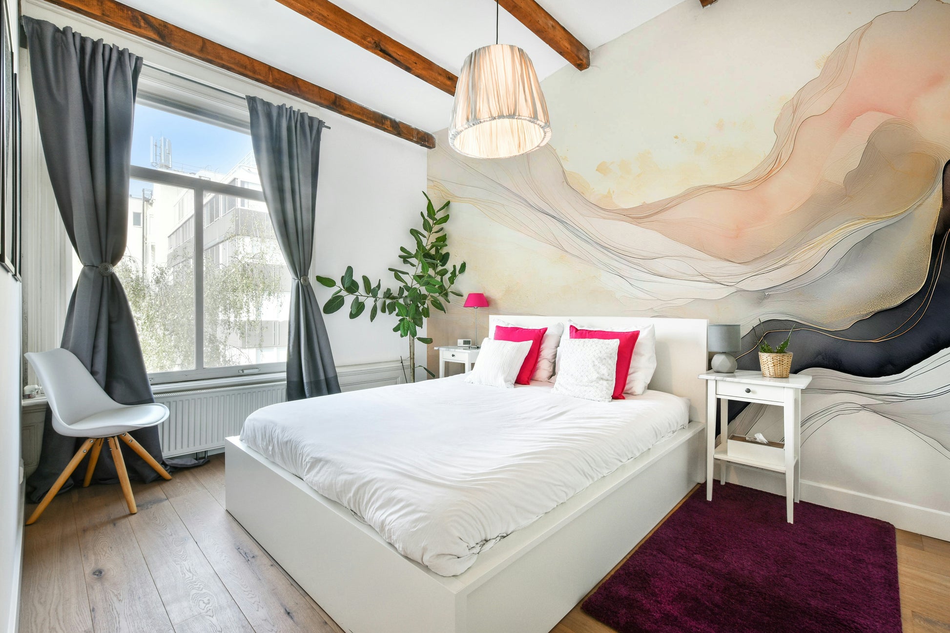 Close up of translucent grey textures on Ethereal Veil wall mural.