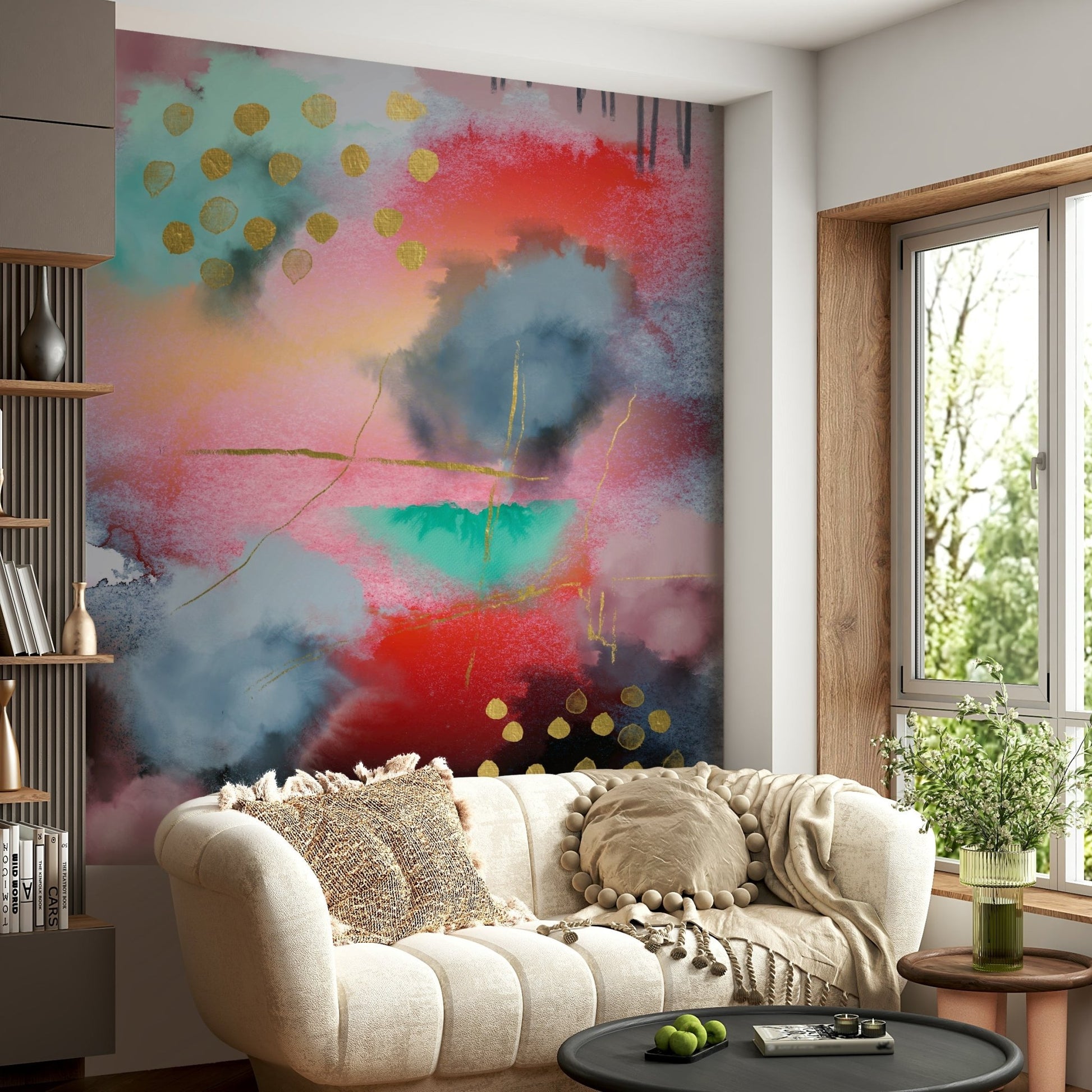 Abstract pastel mural wallpaper

