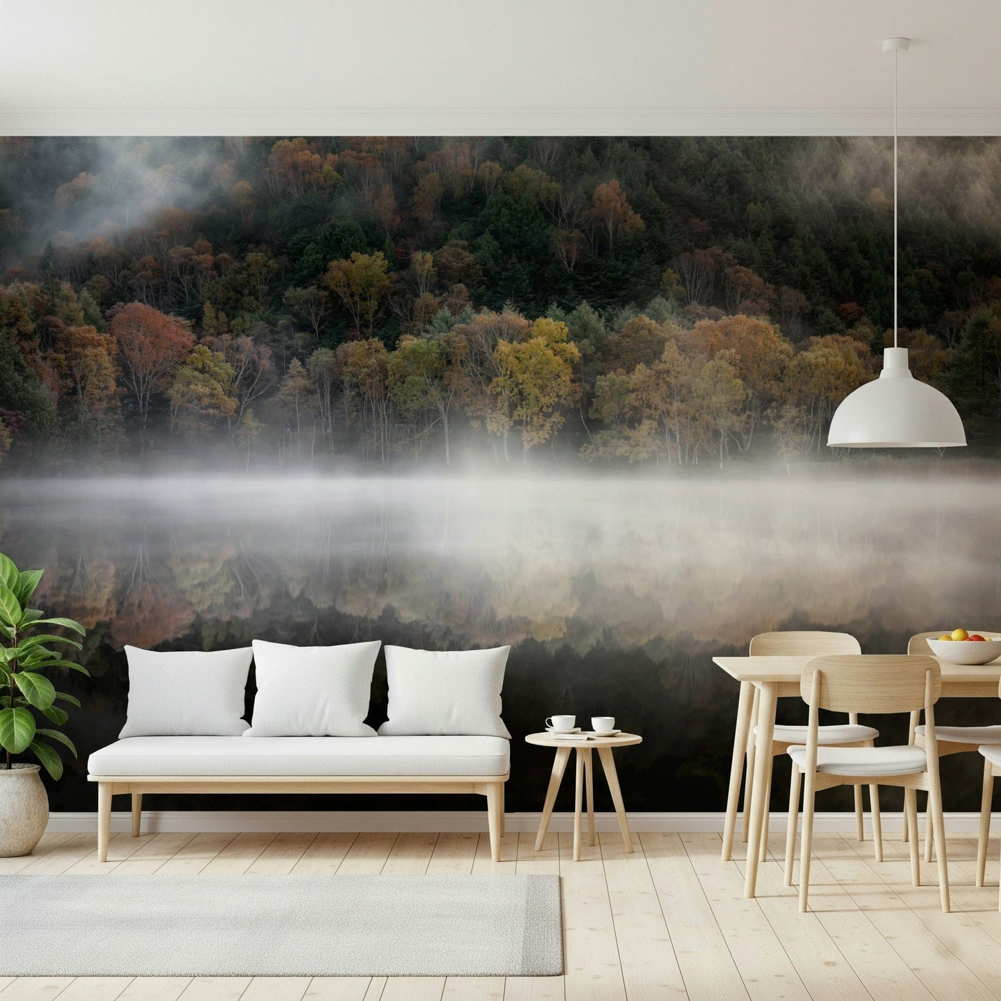 Wallpaper, Ethereal Waters Edge Woodland: serene nature, golden trees.