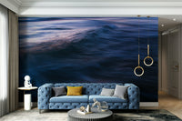 A beautiful abstract ocean wall mural for a living room.

