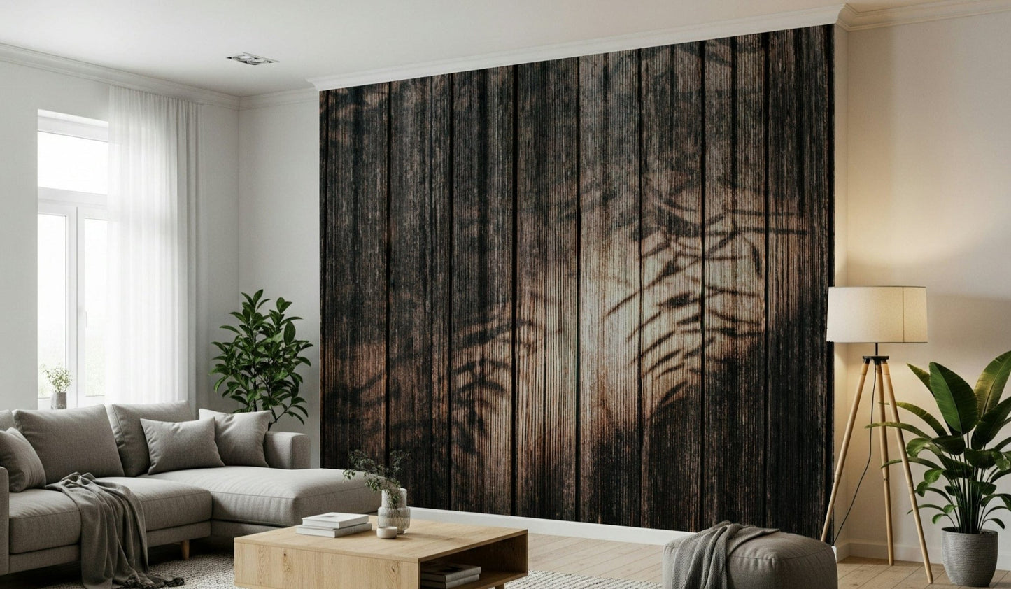 Soft-toned wood grain wallpaper mural adding elegance, warmth, and natural beauty to living spaces.