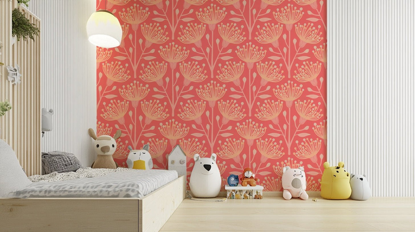 Warm toned floral wallpaper for walls
