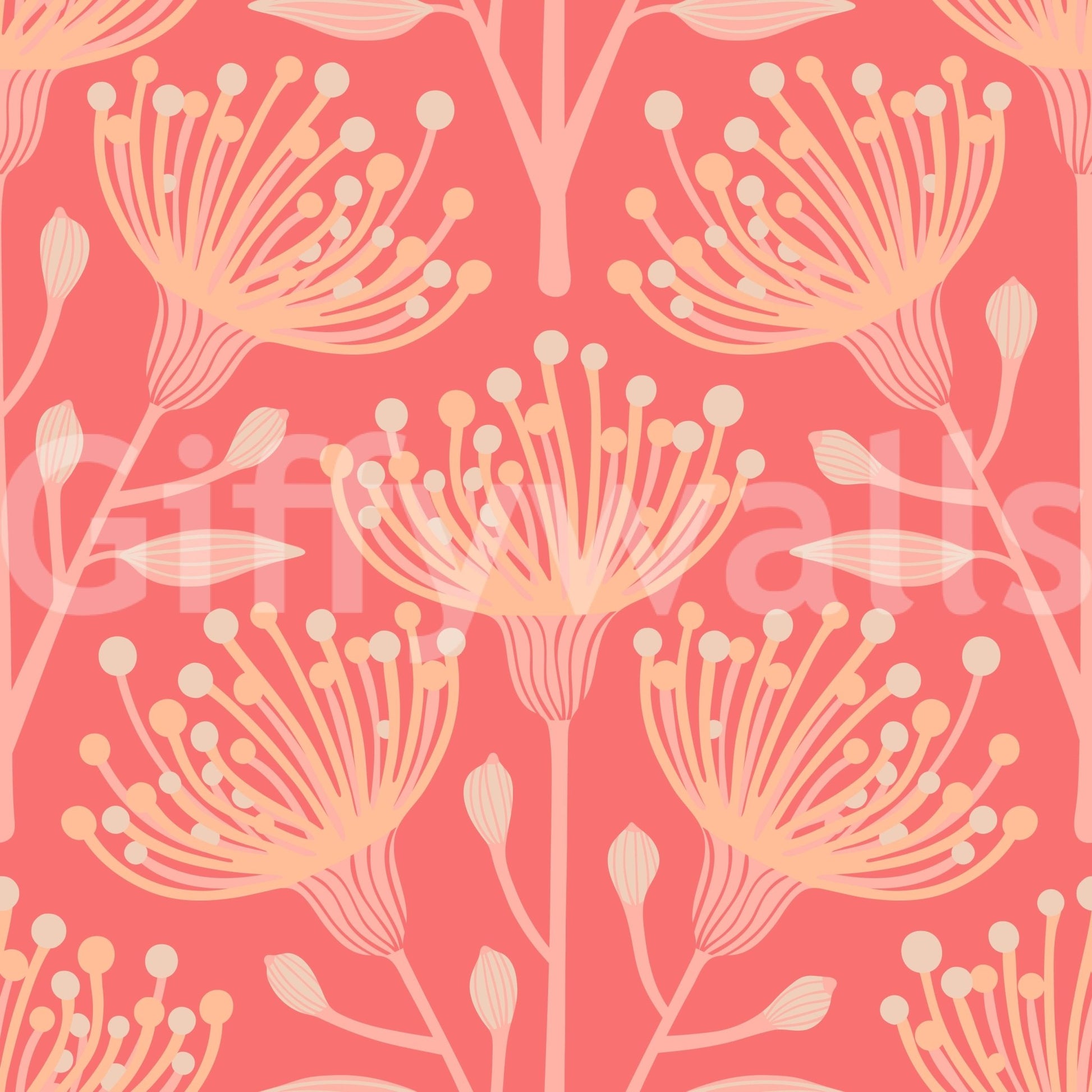 Vibrant yet soft floral wall mural
