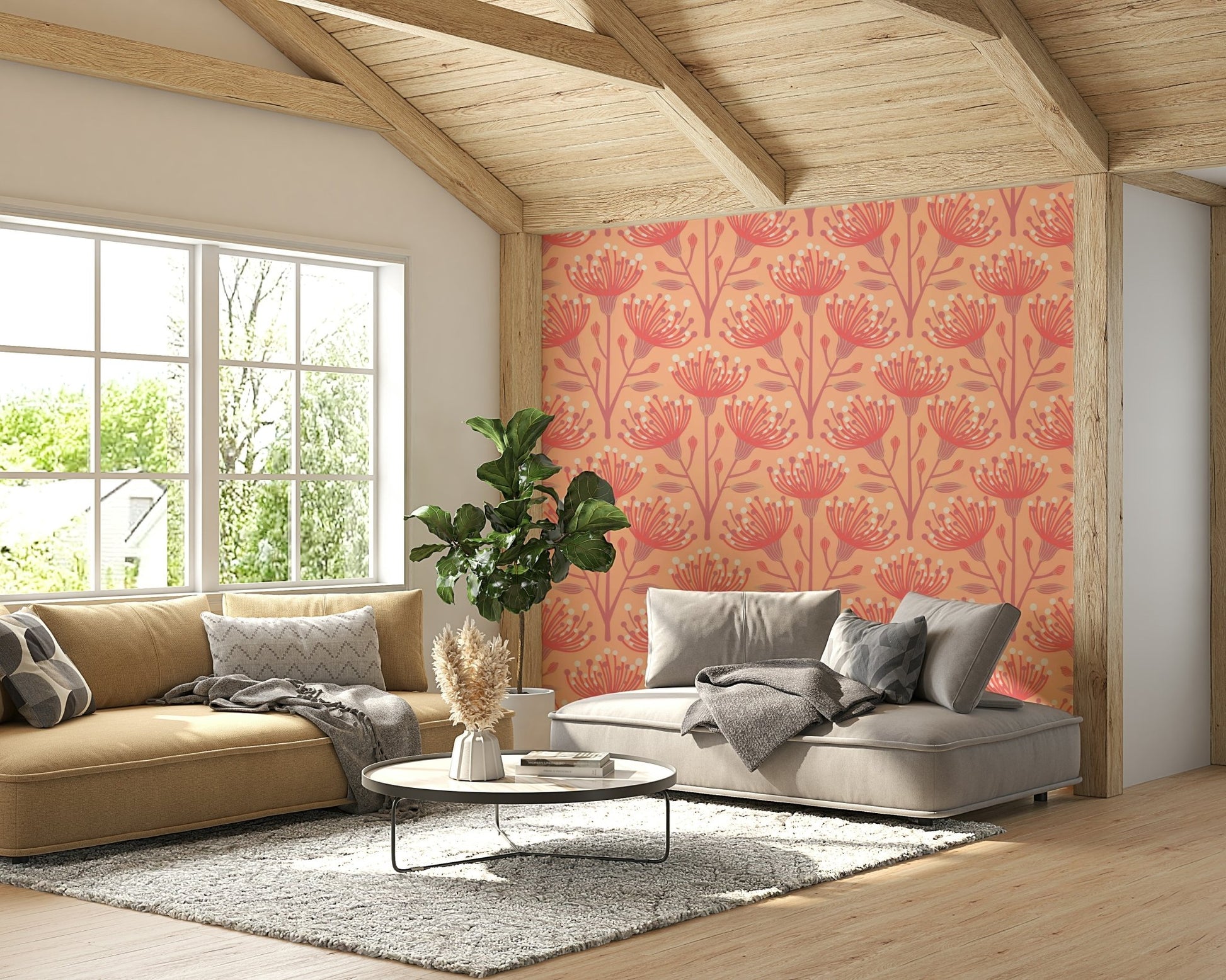 Peach fuzz botanical wallpaper for walls
