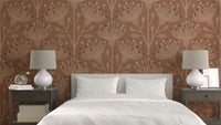 A wall mural of a floral botanical pattern.

