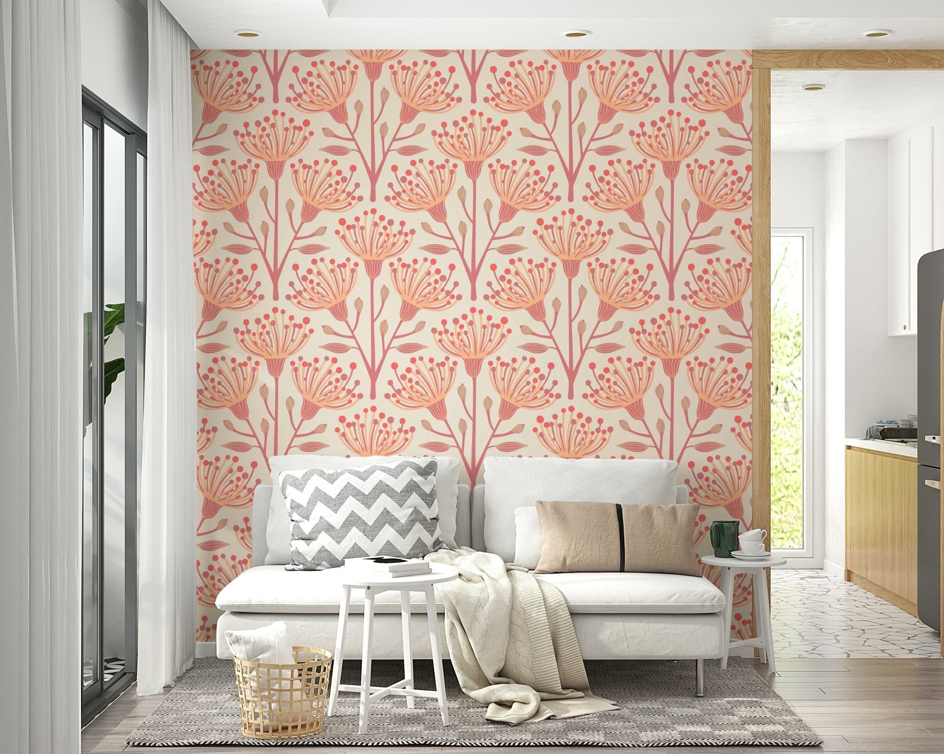 Warm toned flower wall mural
