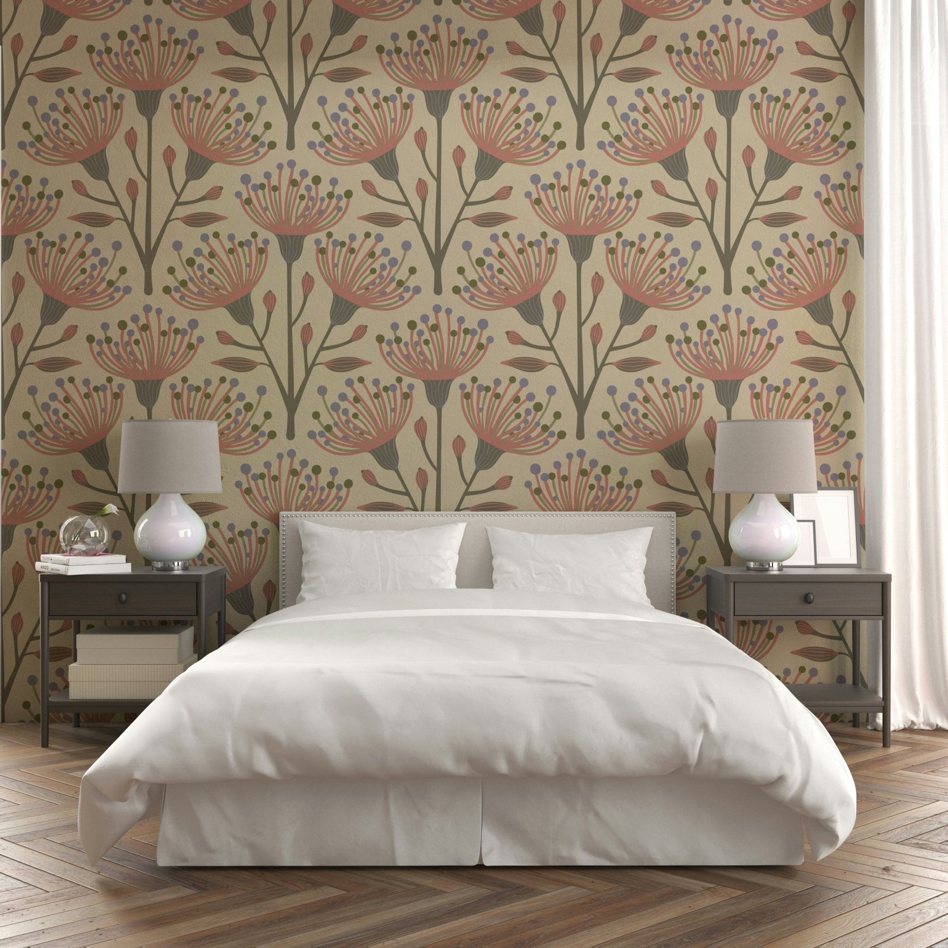 Beige and neutral eucalyptus wallpaper
