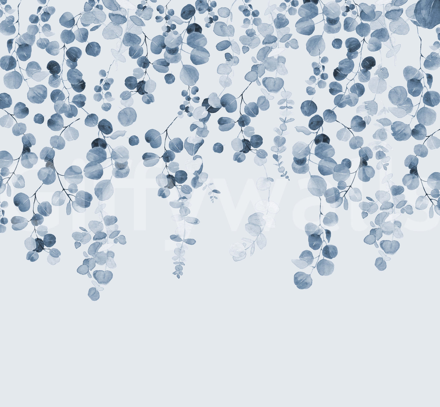 Modern eucalyptus wallpaper in blue

