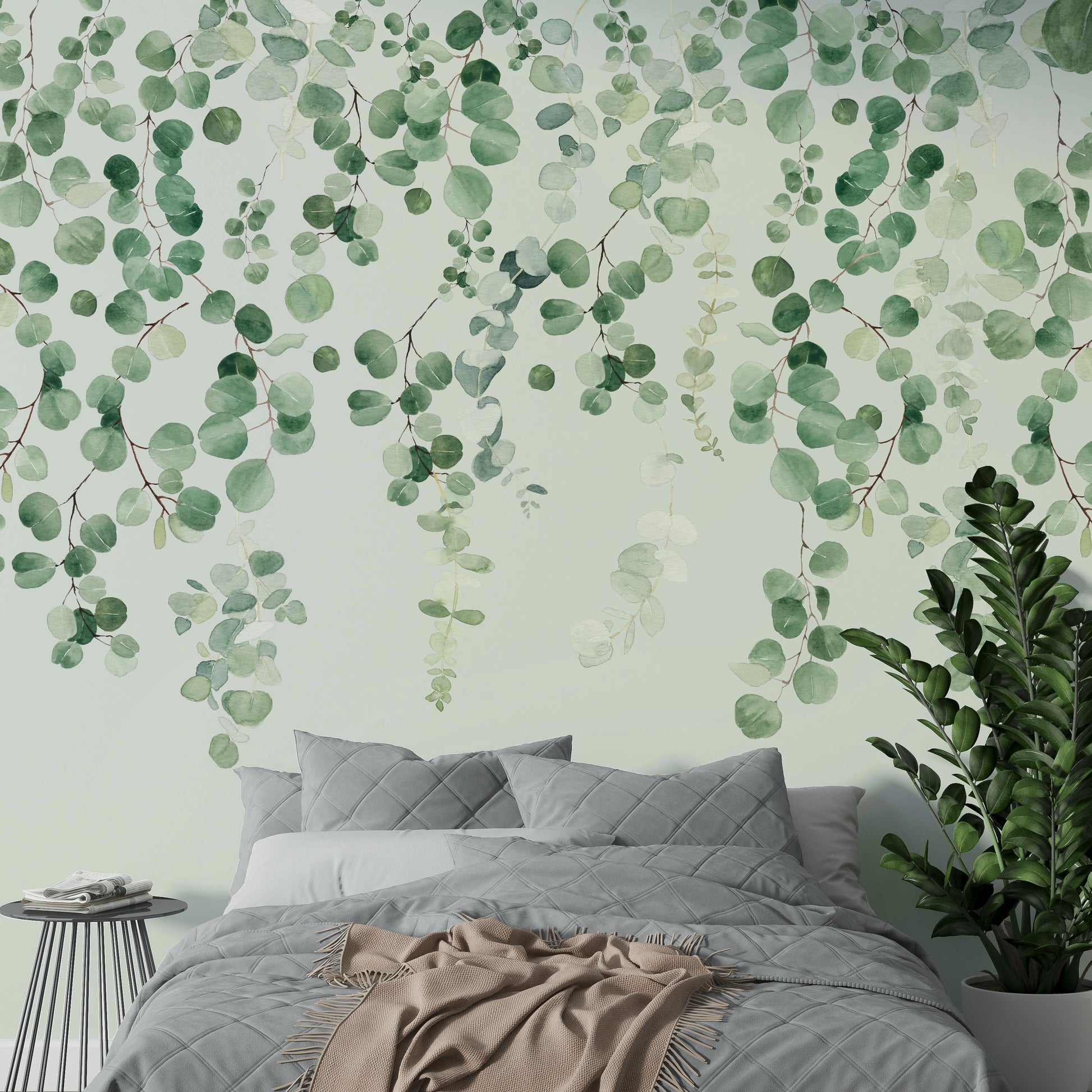 Eucalyptus branches wallpaper decor

