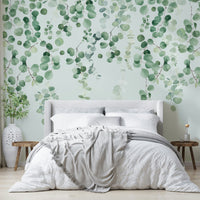 Green eucalyptus wall mural design

