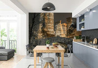 Central Park evening mural with rich colors and peaceful atmosphere.

