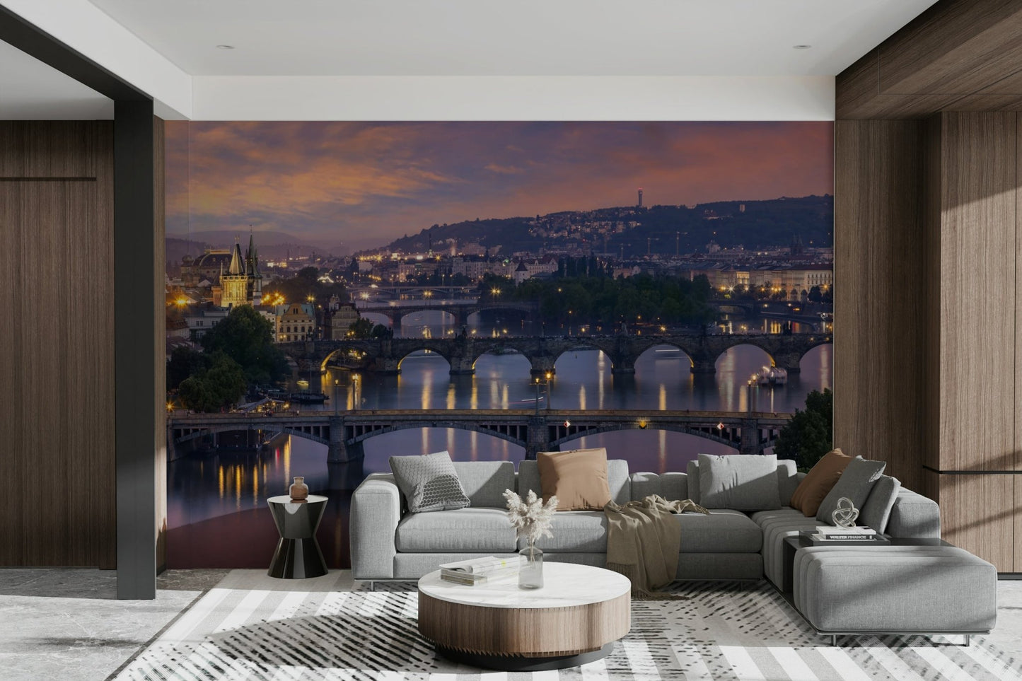 Beautiful Prague cityscape at sunset wall mural

