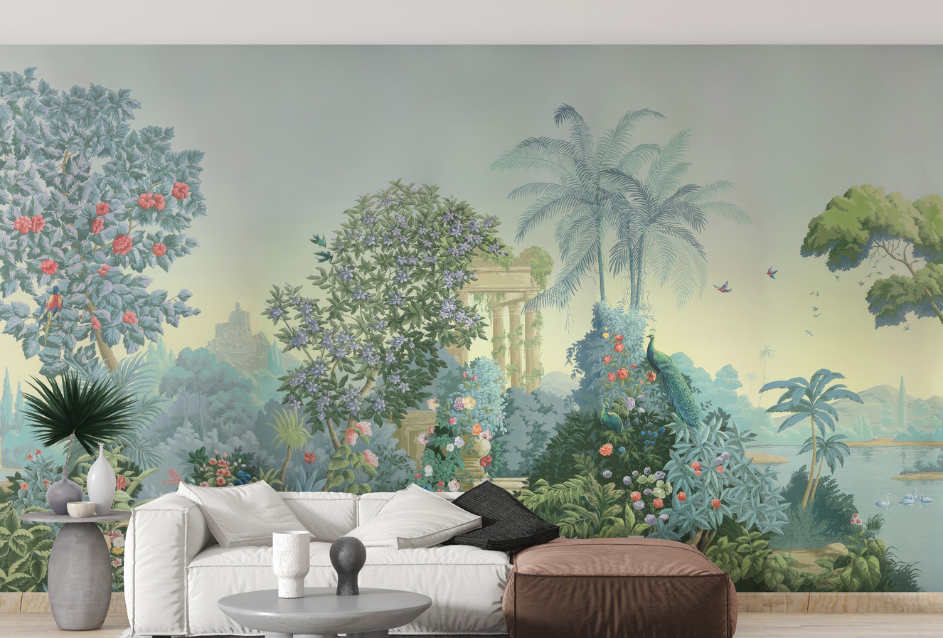 Exotic mural featuring vibrant greenery
