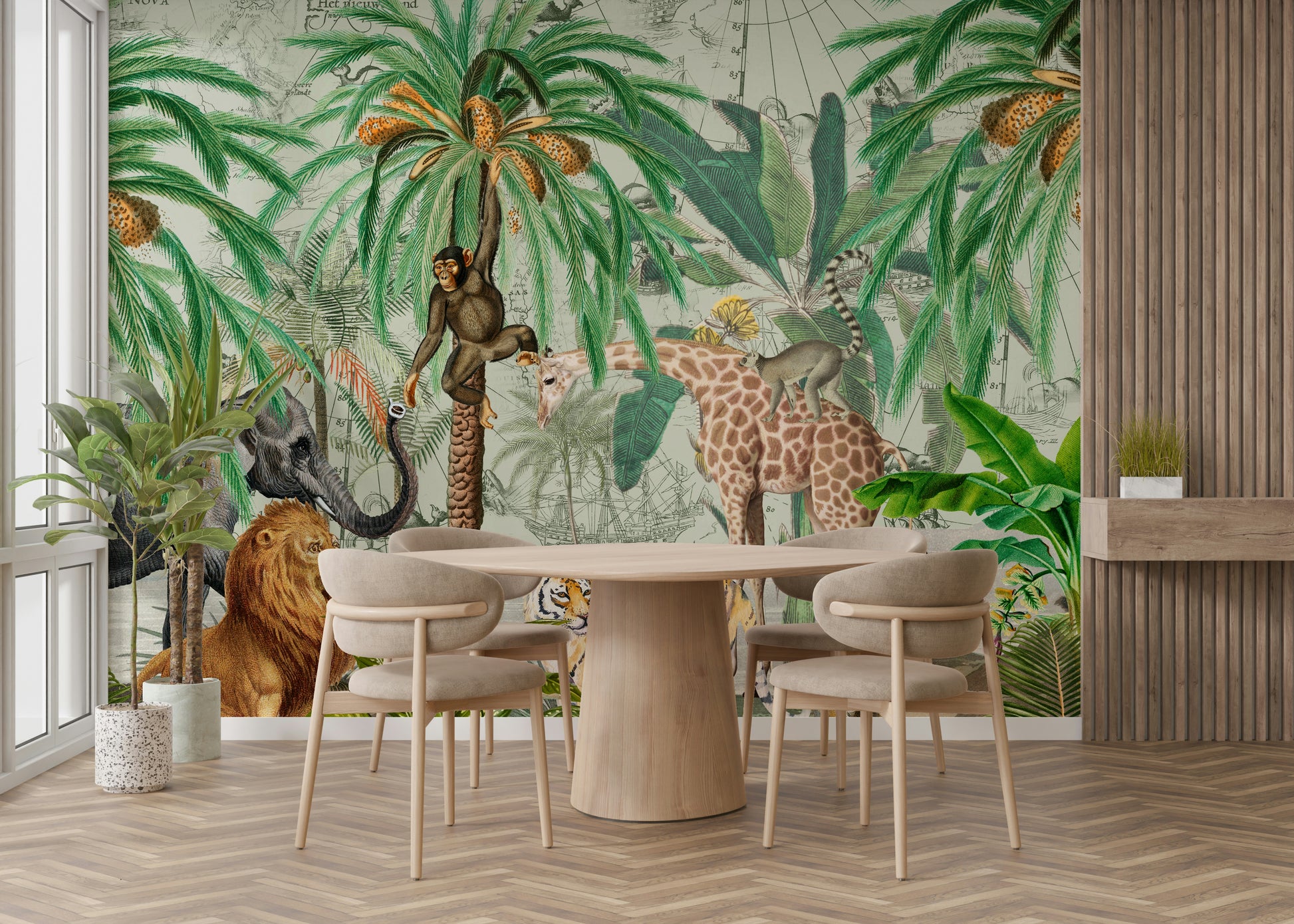 Exotic flowers and wildlife mural

