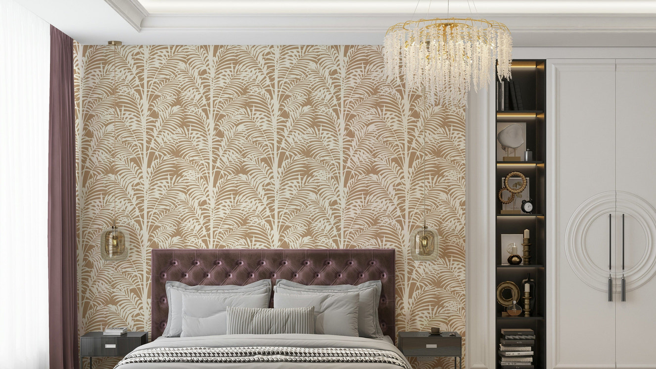 Minimalist palm leaves mural