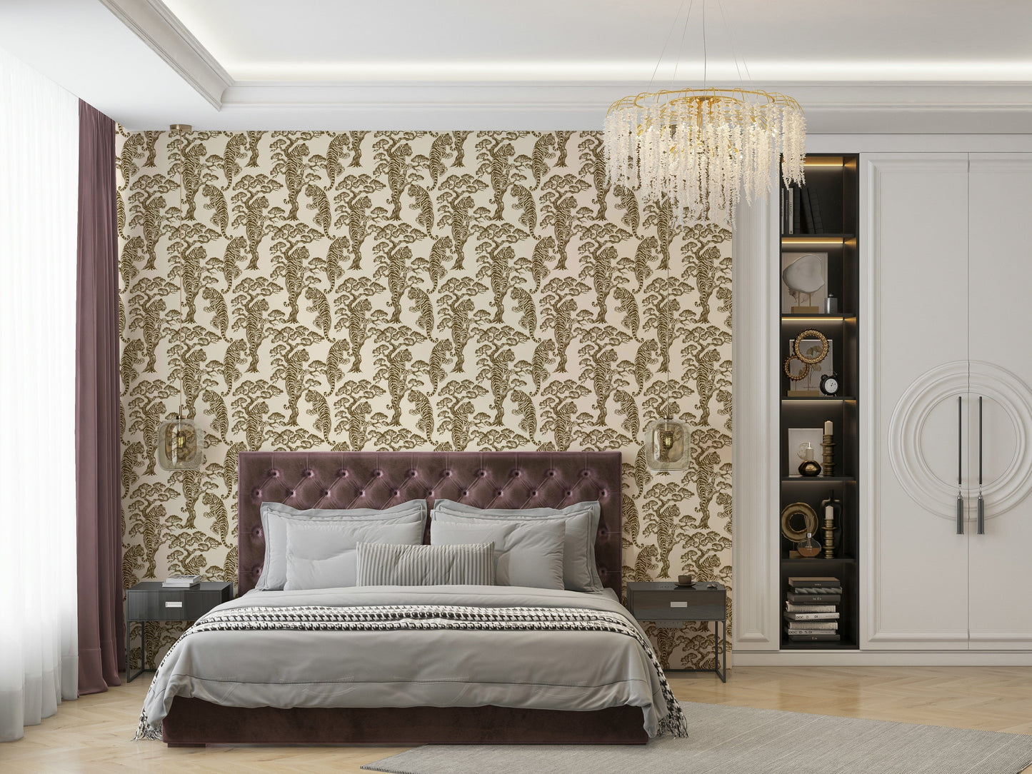 The wallpaper for walls being admired in a home.