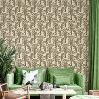 The peel and stick wallpaper on a smooth wall surface.