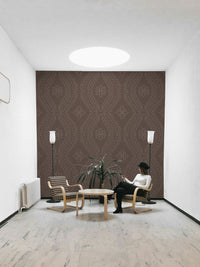 Faded Ogee Damask wallpaper in coffee quartz tone

