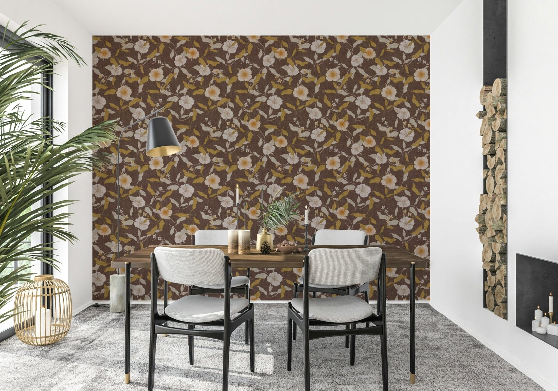 Awesome wall mural featuring beautiful trailing hibiscus vines and foliage.