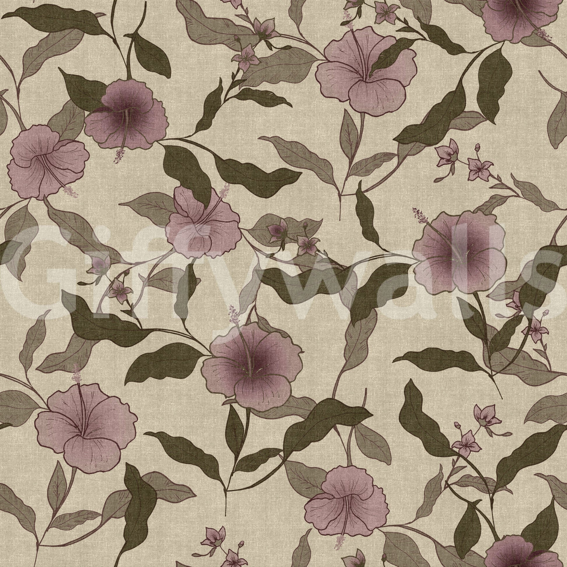 Vintage style flower pattern Faded Tropical Floral Vintage surface wallpaper.