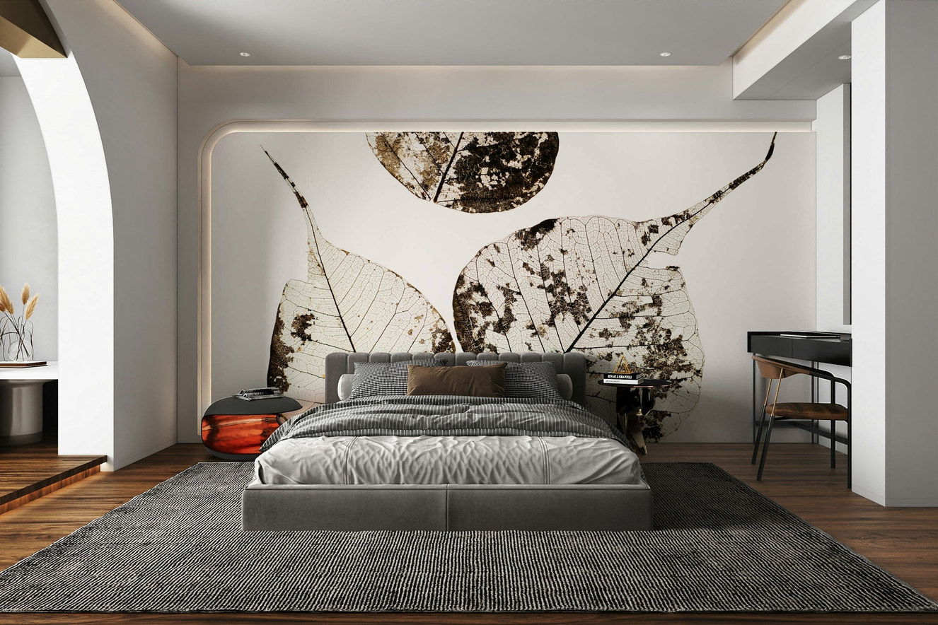 A serene fallen leaves wall mural for your decor.

