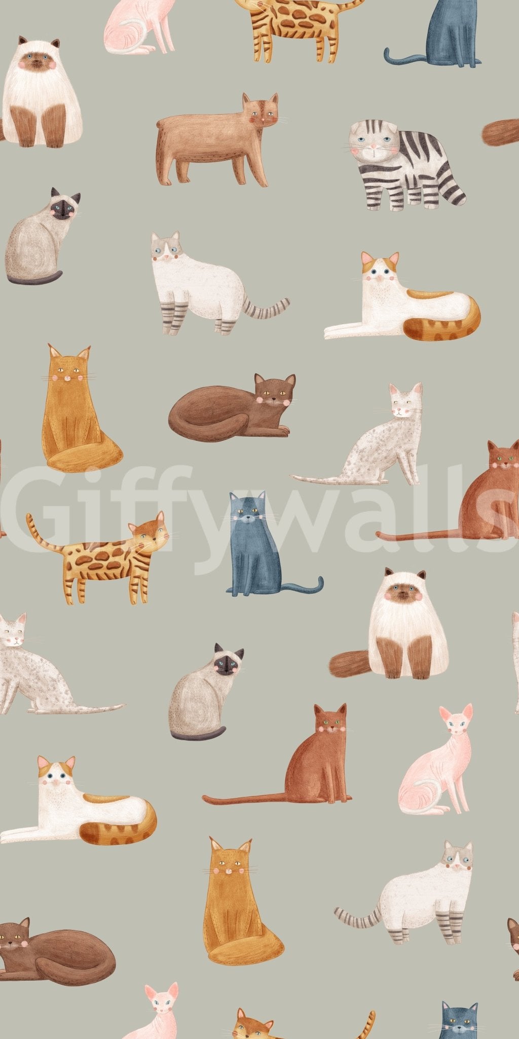 Fancy Felines in Safari Green Wallpaper⁠