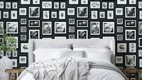 Fantasy animal print on charcoal-toned wallpaper

