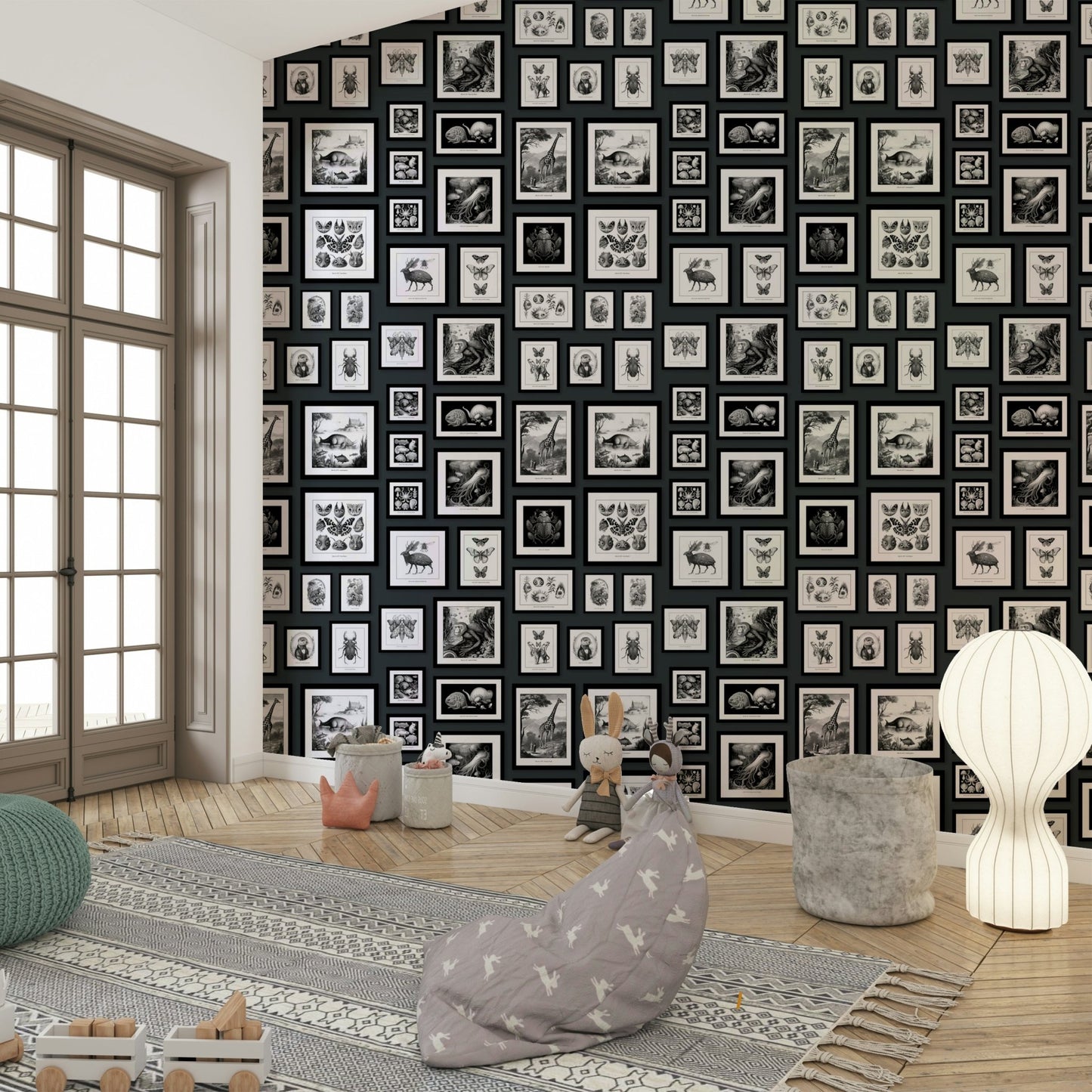 Fantastic creatures wallpaper in anthracite

