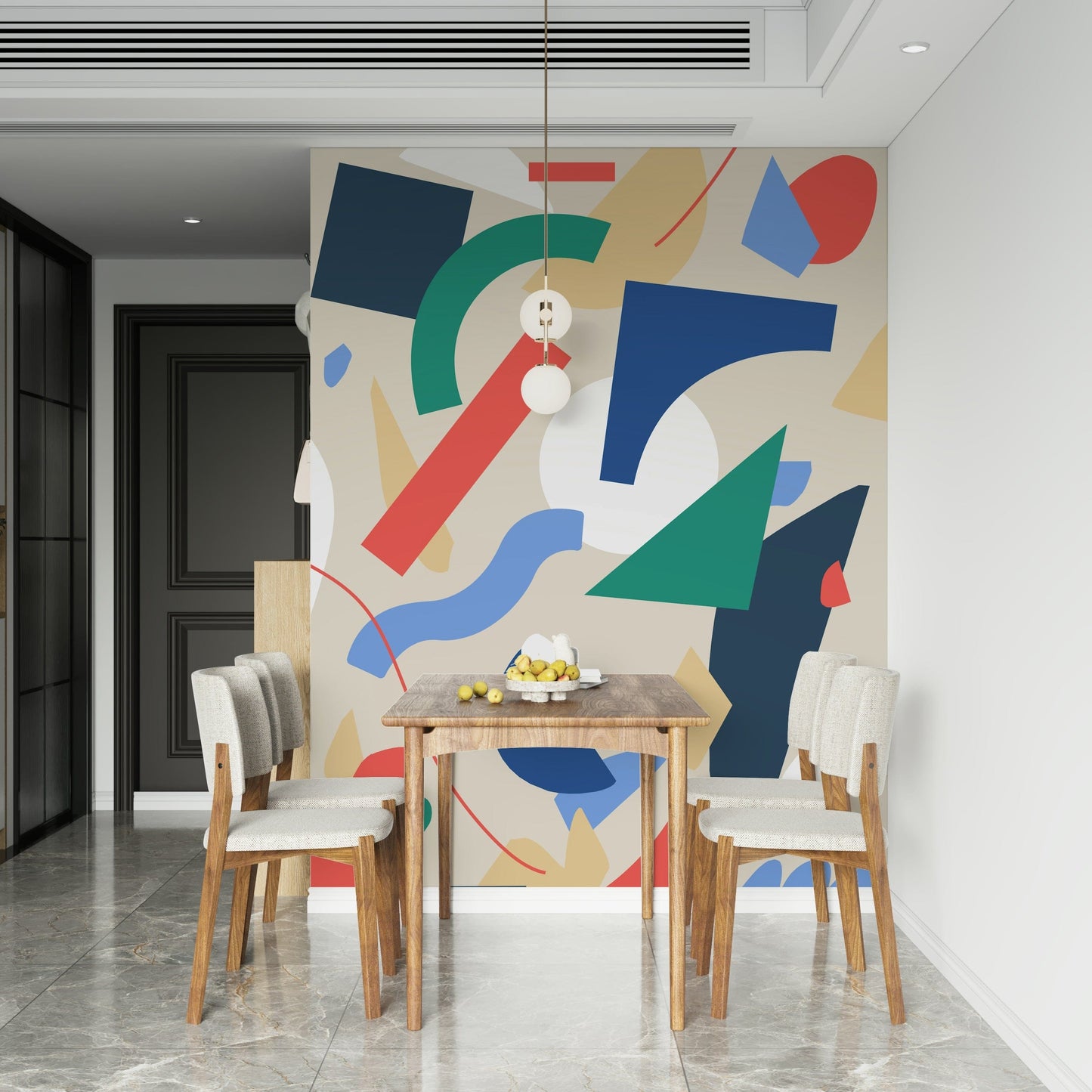 A serene dreamscape wall mural with flowing lines.

