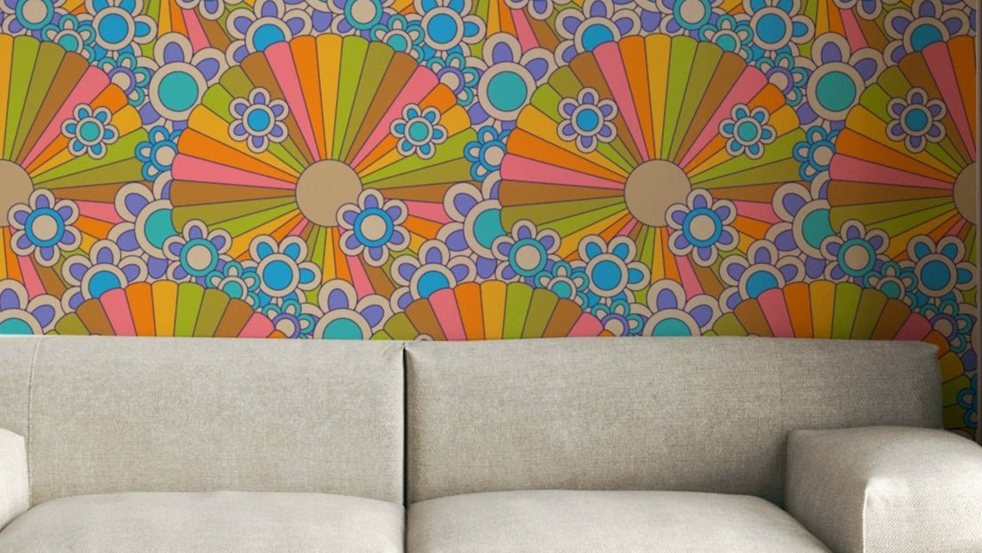 Oversized, stylized flowers.

