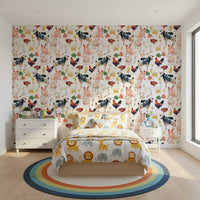 Rustic Farmyard Friends print with shovel and pitchfork accents for wall decor.