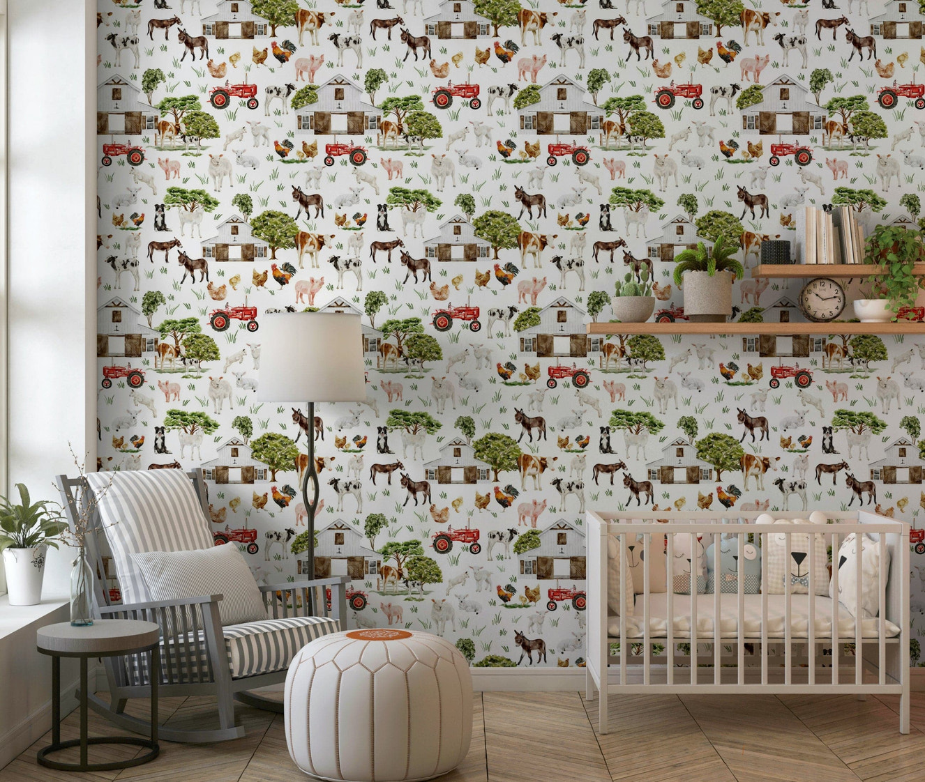 Farm themed Watercolor Farm Life wallpaper product name artwork.