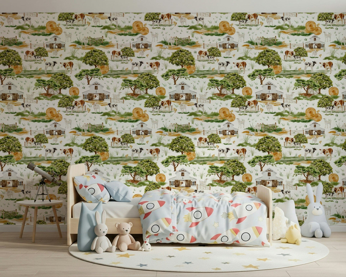 Nursery friendly Farmhouse Charm wall mural print