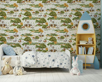 Cozy Farmhouse Charm wall mural white barns livestock