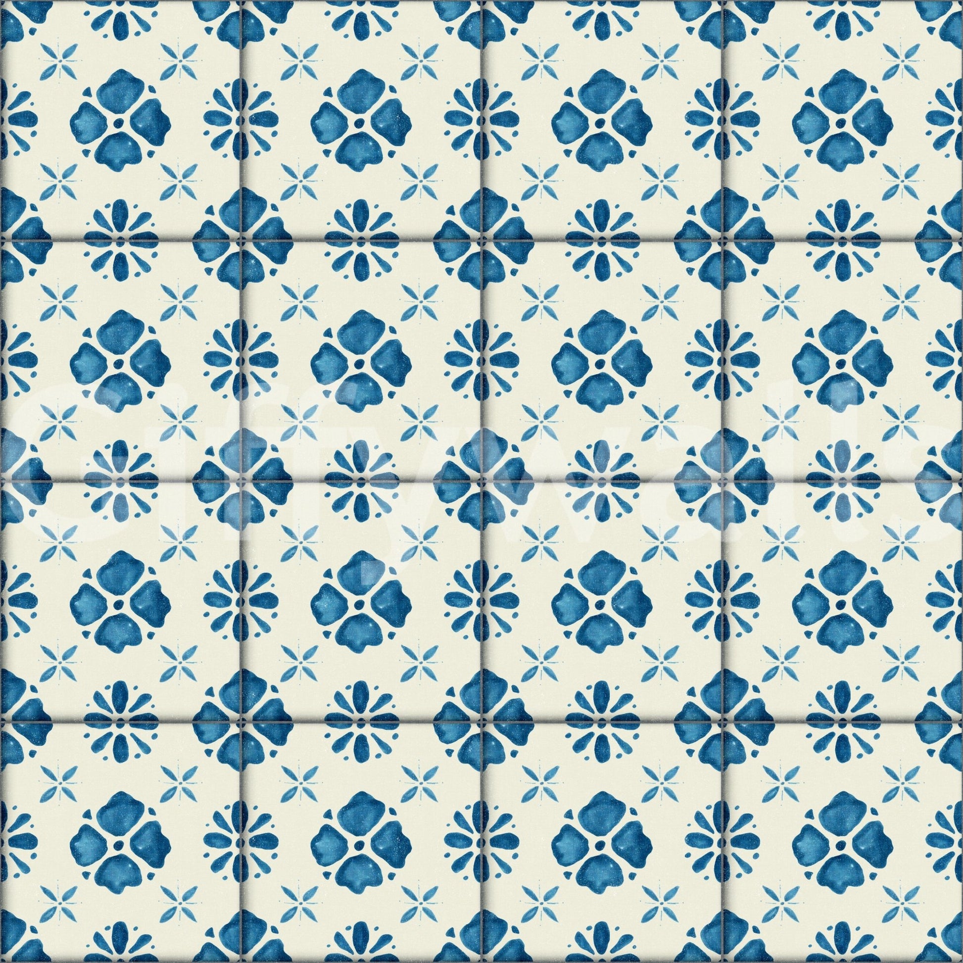 Farmhouse Classic Backsplash Blue Wallpaper⁠