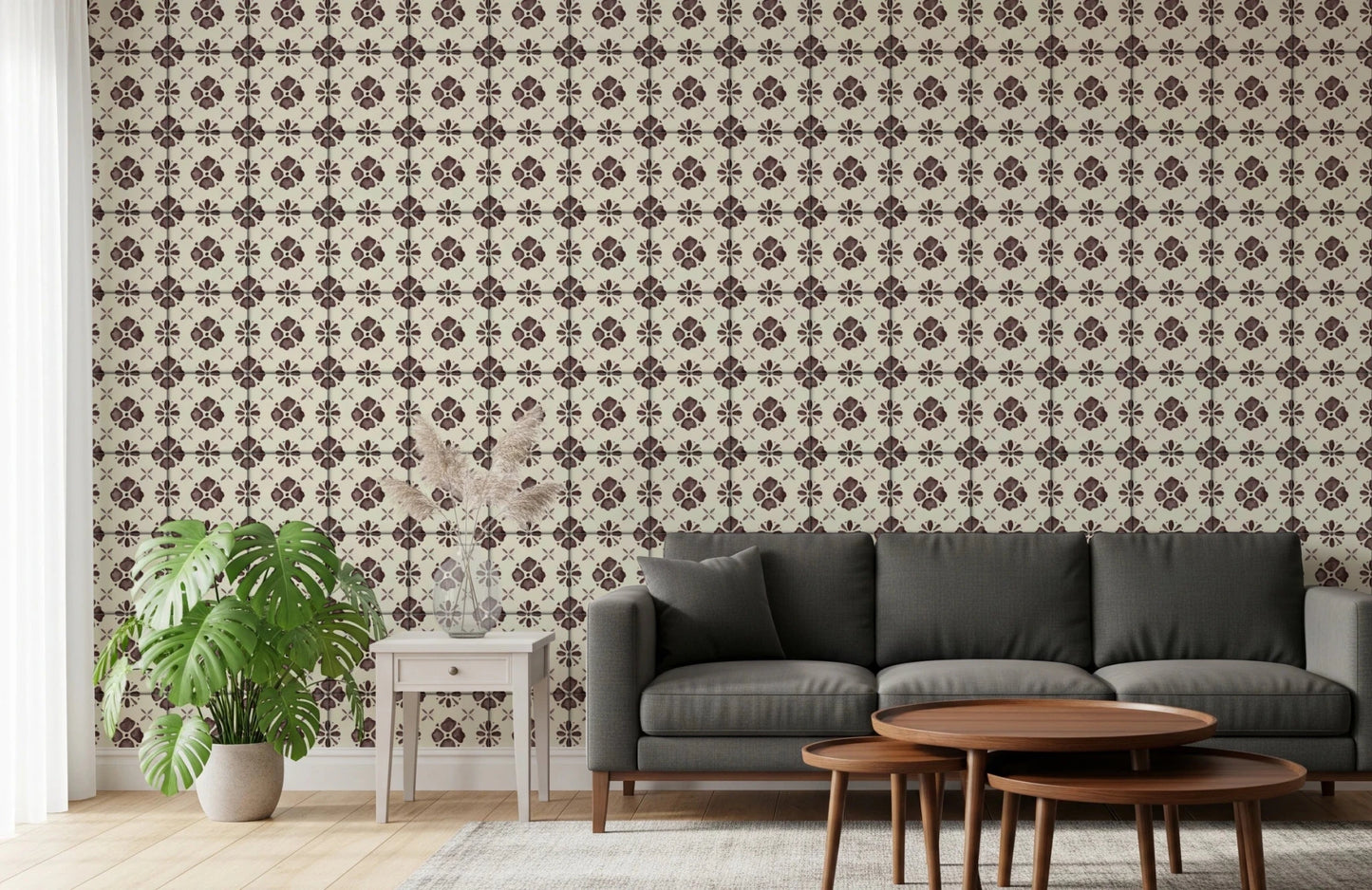 Farmhouse Classic Backsplash Choco Wallpaper⁠