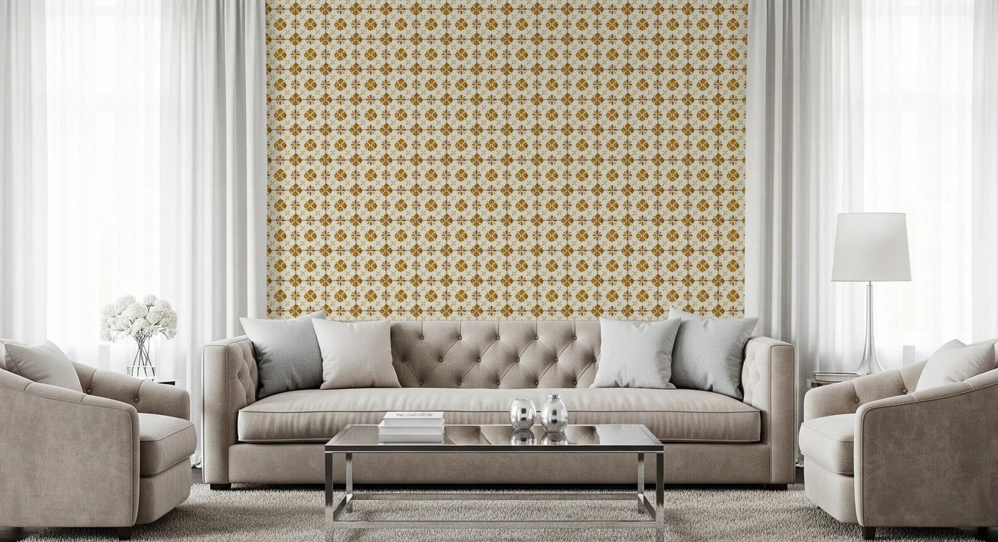 Farmhouse Classic Backsplash Gold Wallpaper⁠