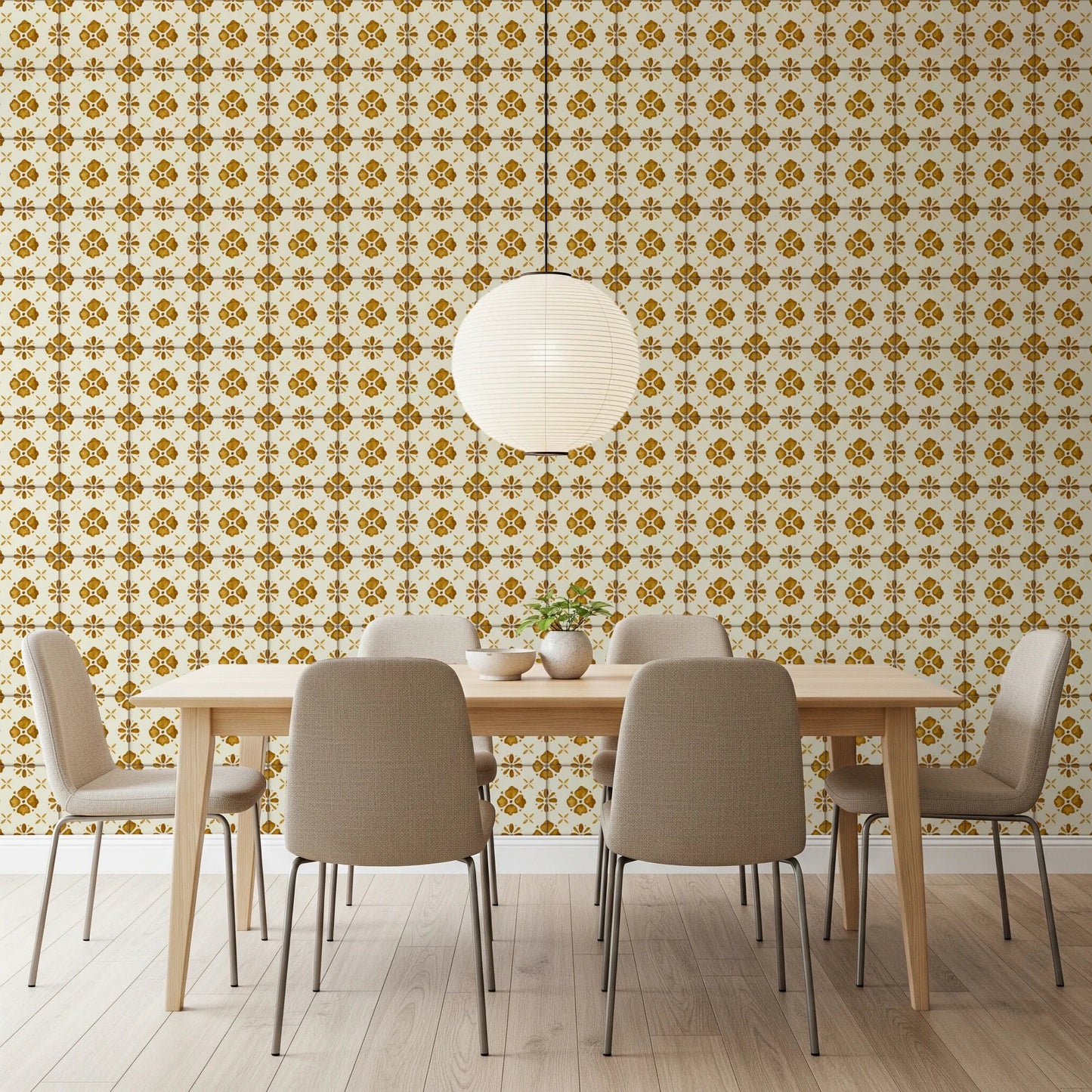 Farmhouse Classic Backsplash Gold Wallpaper⁠